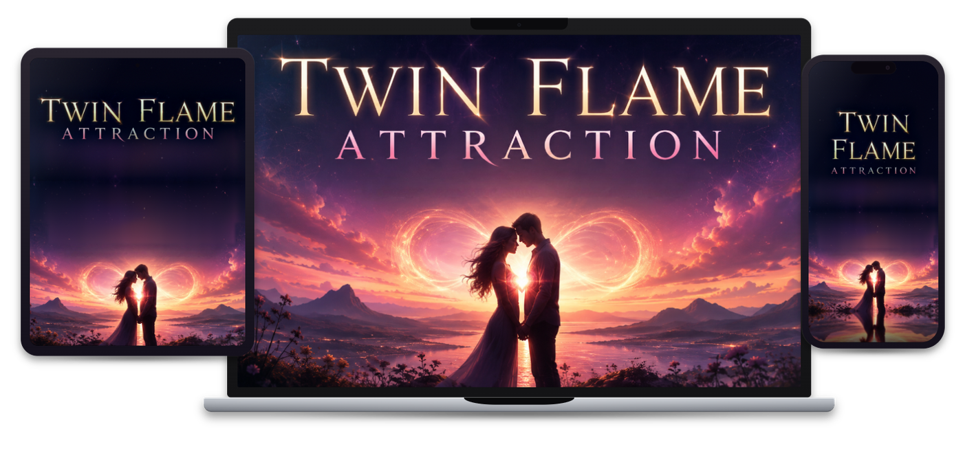 Twin Flame Attraction shown on a laptop, tablet and phone